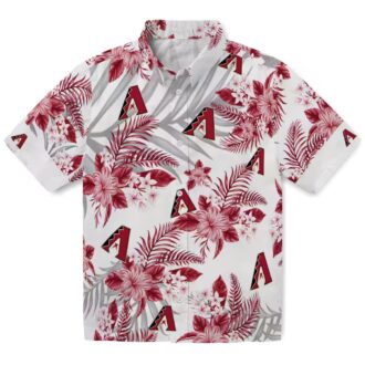 Women's Arizona Diamondbacks Tropical Hawaiian Shirt - Red White Hibiscus Palm Leaves MLB Style
