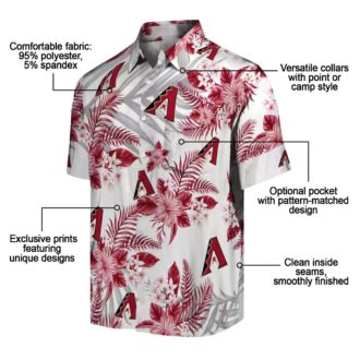 Women's Arizona Diamondbacks Tropical Hawaiian Shirt - Red White Hibiscus Palm Leaves MLB Style