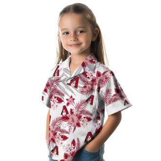 Women's Arizona Diamondbacks Tropical Hawaiian Shirt - Red White Hibiscus Palm Leaves MLB Style
