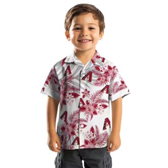 Women's Arizona Diamondbacks Tropical Hawaiian Shirt - Red White Hibiscus Palm Leaves MLB Style