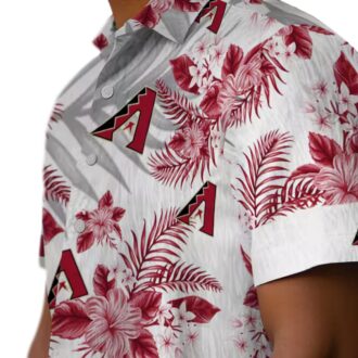 Women's Arizona Diamondbacks Tropical Hawaiian Shirt - Red White Hibiscus Palm Leaves MLB Style