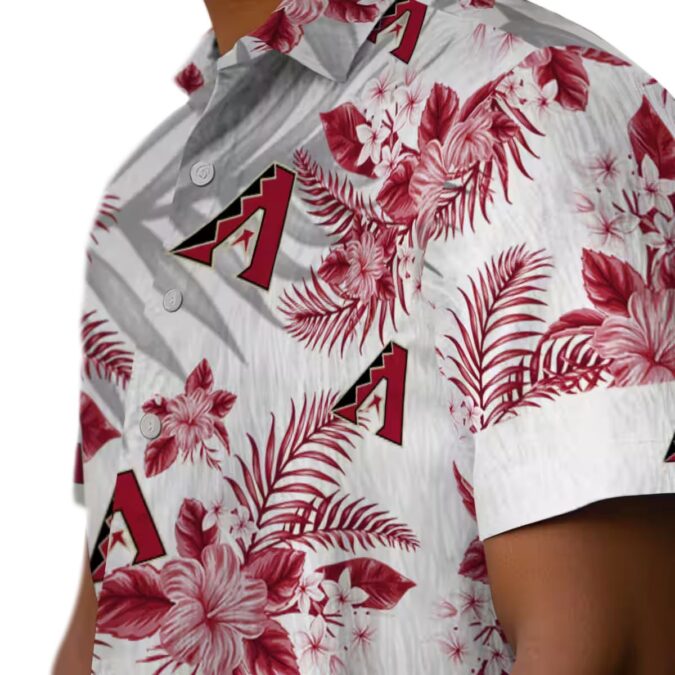 Women's Arizona Diamondbacks Tropical Hawaiian Shirt - Red White Hibiscus Palm Leaves MLB Style
