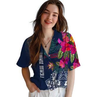 Atlanta Braves Aloha Navy Hawaiian Shirt - Polynesian Floral Print MLB Baseball