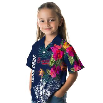 Atlanta Braves Aloha Navy Hawaiian Shirt - Polynesian Floral Print MLB Baseball