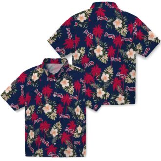 Atlanta Braves Beach Hawaiian Shirt - Navy Palm Tree Floral MLB Apparel