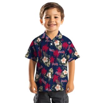 Atlanta Braves Beach Hawaiian Shirt - Navy Palm Tree Floral MLB Apparel