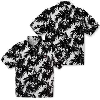 Atlanta Braves Black White Hawaiian Shirt - Palm Motifs Aloha MLB Fan Apparel