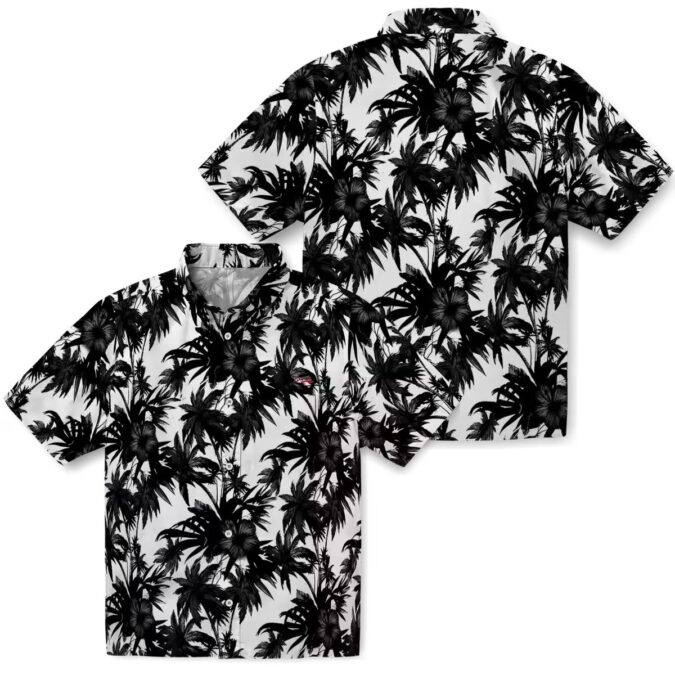 Atlanta Braves Black White Hawaiian Shirt - Palm Motifs Aloha MLB Fan Apparel
