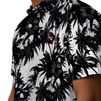 Atlanta Braves Black White Hawaiian Shirt - Palm Motifs Aloha MLB Fan Apparel