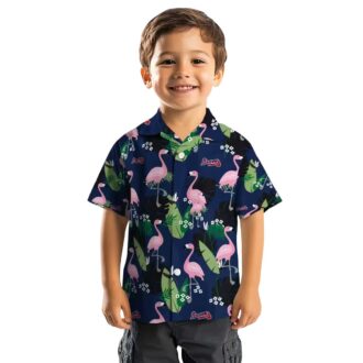 Atlanta Braves Flamingo Leaf Hawaiian Shirt - Navy Tropical Aloha Style