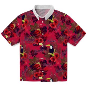 Atlanta Braves Game Day Hawaiian Shirt - Red Navy Floral Toucan Aloha Style