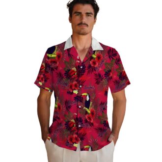 Atlanta Braves Game Day Hawaiian Shirt - Red Navy Floral Toucan Aloha Style