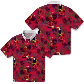 Atlanta Braves Game Day Hawaiian Shirt - Red Navy Floral Toucan Aloha Style