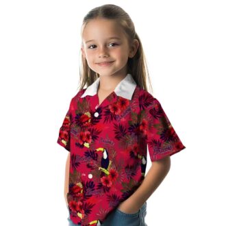 Atlanta Braves Game Day Hawaiian Shirt - Red Navy Floral Toucan Aloha Style