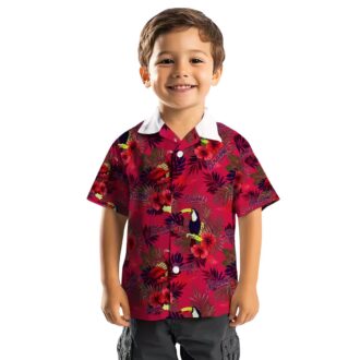 Atlanta Braves Game Day Hawaiian Shirt - Red Navy Floral Toucan Aloha Style