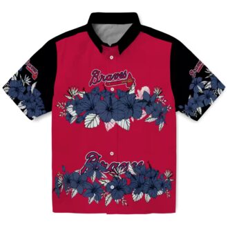 Atlanta Braves Hawaiian Shirt for Men & Women - Hibiscus Stripe, Navy Black