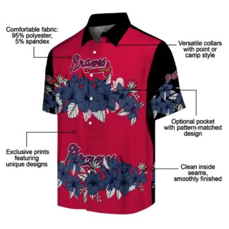 Atlanta Braves Hawaiian Shirt for Men & Women - Hibiscus Stripe, Navy Black