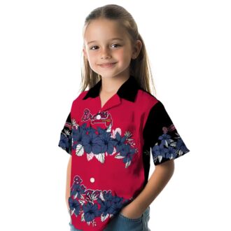 Atlanta Braves Hawaiian Shirt for Men & Women - Hibiscus Stripe, Navy Black
