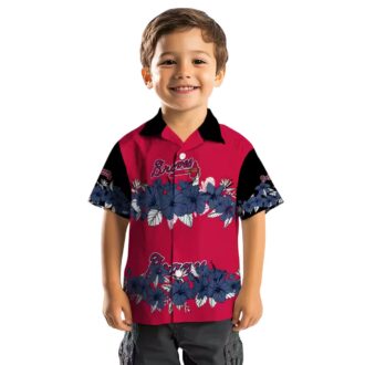 Atlanta Braves Hawaiian Shirt for Men & Women - Hibiscus Stripe, Navy Black