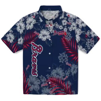 Atlanta Braves Hibiscus Print Hawaiian Shirt - Floral Navy Aloha MLB Fan Gear