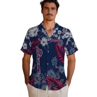 Atlanta Braves Hibiscus Print Hawaiian Shirt - Floral Navy Aloha MLB Fan Gear