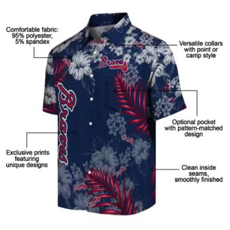 Atlanta Braves Hibiscus Print Hawaiian Shirt - Floral Navy Aloha MLB Fan Gear