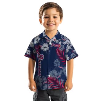 Atlanta Braves Hibiscus Print Hawaiian Shirt - Floral Navy Aloha MLB Fan Gear