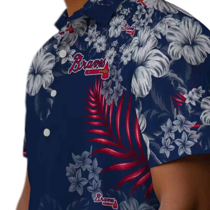 Atlanta Braves Hibiscus Print Hawaiian Shirt - Floral Navy Aloha MLB Fan Gear