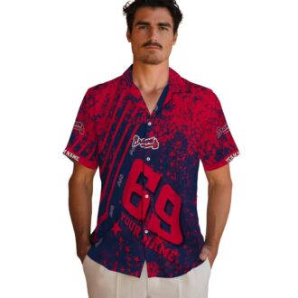 Atlanta Braves Navy Star Stripes MLB Baseball Aloha Shirt - Tropical Summer Hawaiian Style
