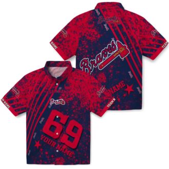 Atlanta Braves Navy Star Stripes MLB Baseball Aloha Shirt - Tropical Summer Hawaiian Style