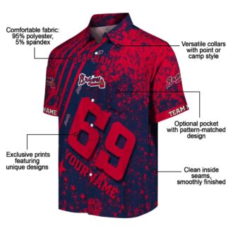 Atlanta Braves Navy Star Stripes MLB Baseball Aloha Shirt - Tropical Summer Hawaiian Style