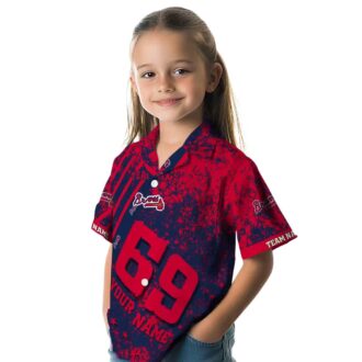 Atlanta Braves Navy Star Stripes MLB Baseball Aloha Shirt - Tropical Summer Hawaiian Style