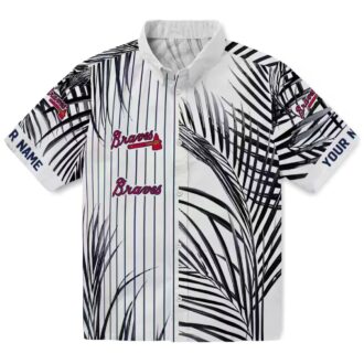 Atlanta Braves Palm Stripes Hawaiian Shirt - Navy, Black & White MLB Beachwear