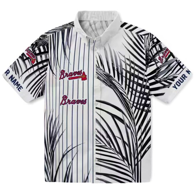 Atlanta Braves Palm Stripes Hawaiian Shirt - Navy, Black & White MLB Beachwear