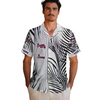 Atlanta Braves Palm Stripes Hawaiian Shirt - Navy, Black & White MLB Beachwear
