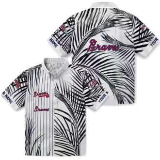 Atlanta Braves Palm Stripes Hawaiian Shirt - Navy, Black & White MLB Beachwear