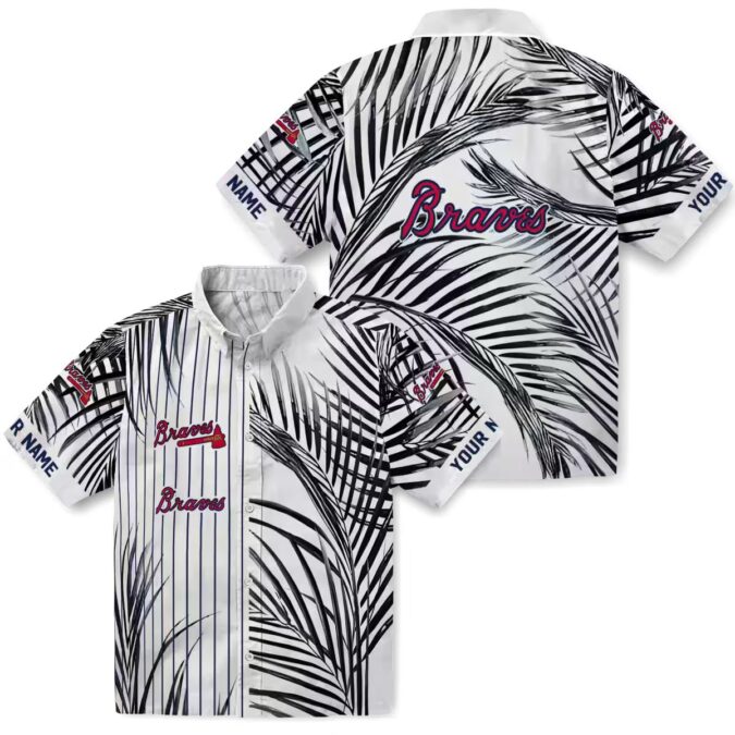Atlanta Braves Palm Stripes Hawaiian Shirt - Navy, Black & White MLB Beachwear