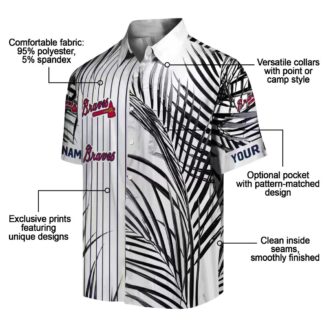 Atlanta Braves Palm Stripes Hawaiian Shirt - Navy, Black & White MLB Beachwear