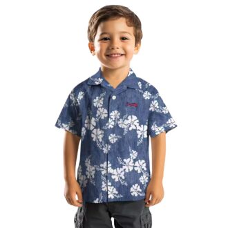 Atlanta Braves Summer Hawaiian Shirt - Navy Hibiscus Clusters Baseball Beachwear
