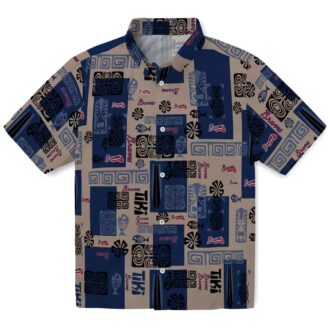 Atlanta Braves Tribal Symbols Navy Hawaiian Beach Shirt - Summer MLB Fan Apparel