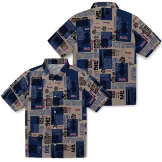 Atlanta Braves Tribal Symbols Navy Hawaiian Beach Shirt - Summer MLB Fan Apparel