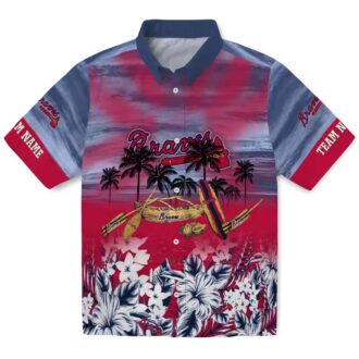 Atlanta Braves Tropical Canoe Hawaiian Shirt - Custom Navy Aloha Shirt for MLB Fans