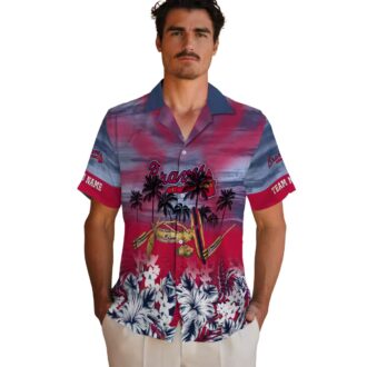 Atlanta Braves Tropical Canoe Hawaiian Shirt - Custom Navy Aloha Shirt for MLB Fans