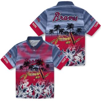 Atlanta Braves Tropical Canoe Hawaiian Shirt - Custom Navy Aloha Shirt for MLB Fans