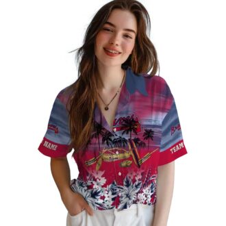 Atlanta Braves Tropical Canoe Hawaiian Shirt - Custom Navy Aloha Shirt for MLB Fans