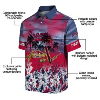 Atlanta Braves Tropical Canoe Hawaiian Shirt - Custom Navy Aloha Shirt for MLB Fans