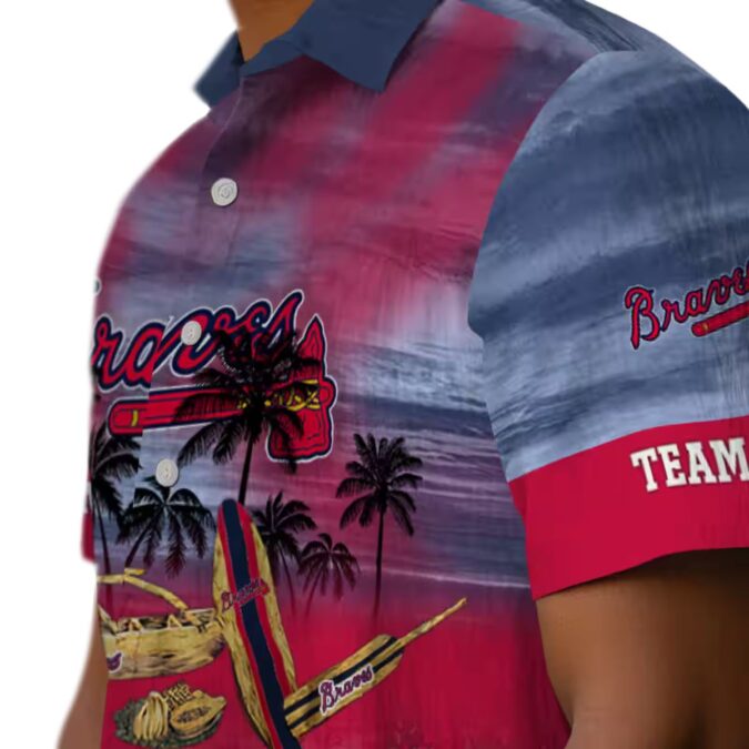 Atlanta Braves Tropical Canoe Hawaiian Shirt - Custom Navy Aloha Shirt for MLB Fans