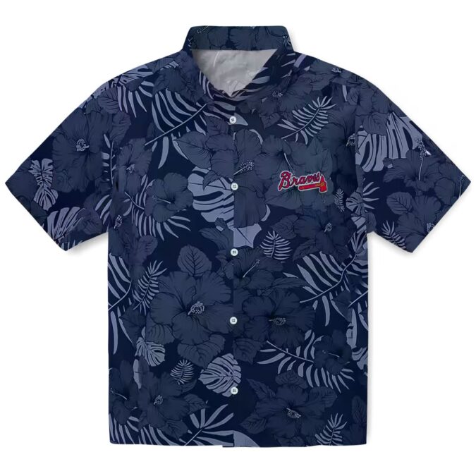 Atlanta Braves Tropical Jungle Vibes Hawaiian Shirt - Navy Aloha Gameday Baseball Outfit