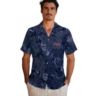 Atlanta Braves Tropical Jungle Vibes Hawaiian Shirt - Navy Aloha Gameday Baseball Outfit