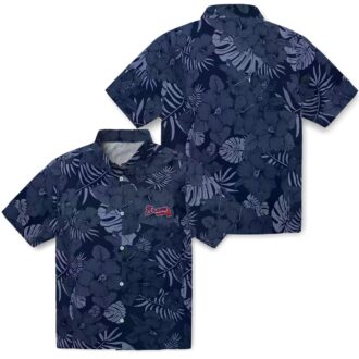 Atlanta Braves Tropical Jungle Vibes Hawaiian Shirt - Navy Aloha Gameday Baseball Outfit